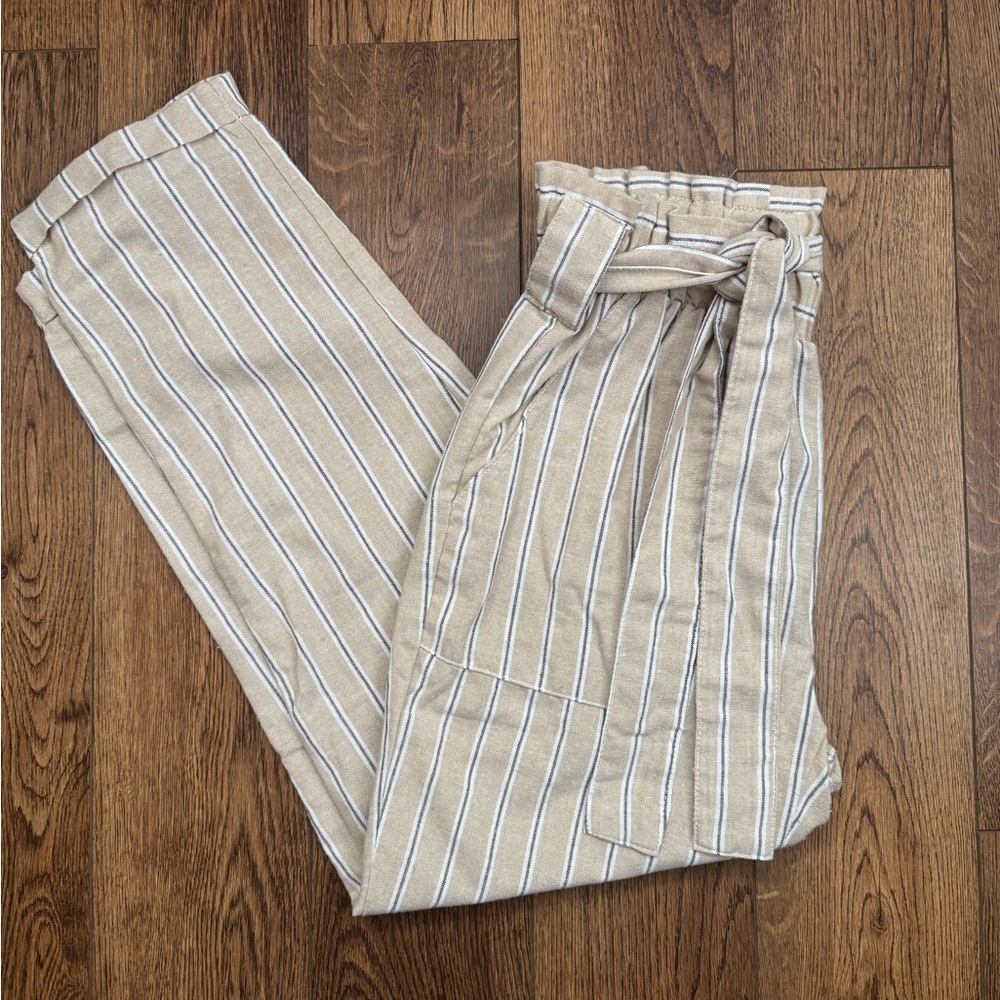 Ci Sono Pants Women's Medium Beige White Stripes Business Casual Office